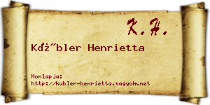 Kübler Henrietta névjegykártya